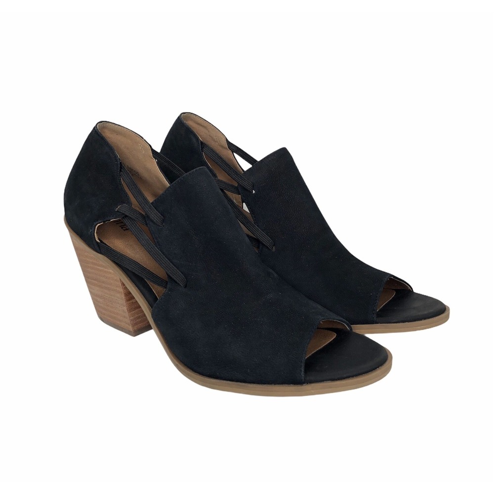 Susina Women's Suede Peep Toe Booties Boots Heel Black 58665 Size 7.5M EUC SH826